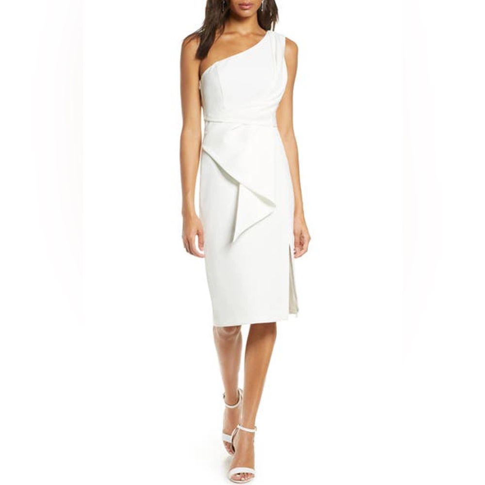 Nordstrom Eliza J 14 Ivy Dress Ivory White One Shoulder Dress NWT with Shawl